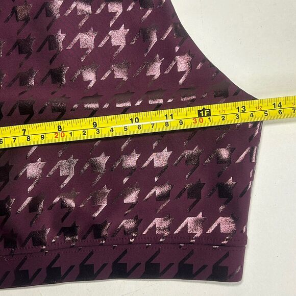 PELOTON Show Up Foil Houndstooth High Neck Bra Women’s Sz Small Plum Purple - Picture 6 of 7